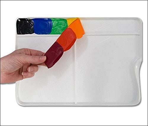 BRUSTRO Artists’ Rectangular Peel Off Painting Palette for Oil, Acrylic, Watercolour and Gouache with 3 mixing areas 34x20cm
