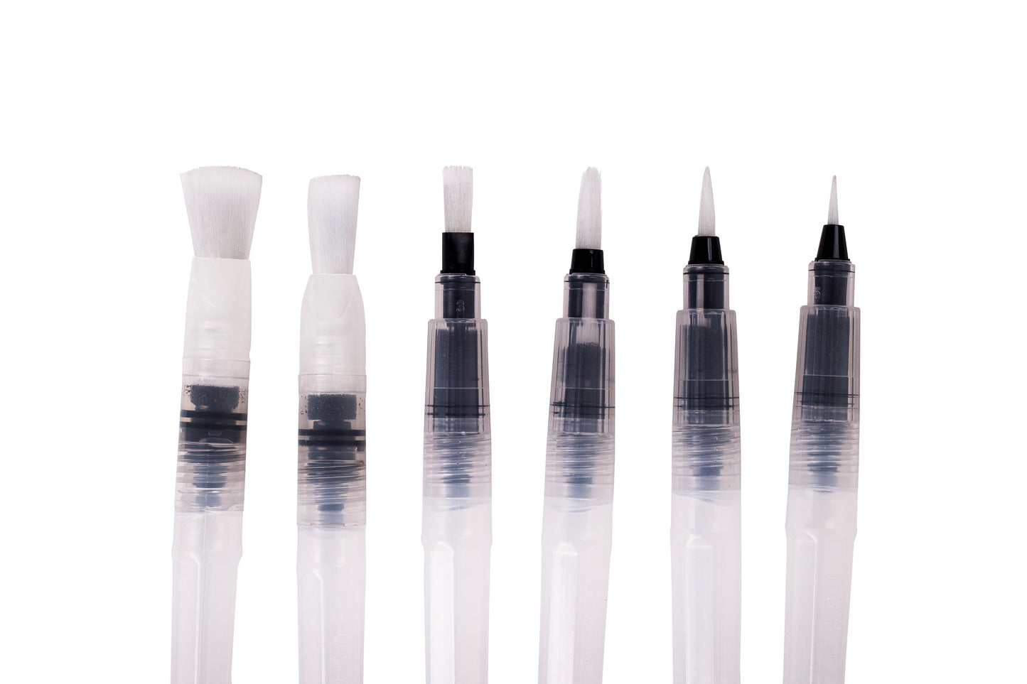 Brustro 3 Flat and Round Aqua Squeeze Leak Proof Watercolour Brush Pen with 9 Sheets Paper Cotton CP 300 GSM, 5x7-inch (Assorted) - Set of 6