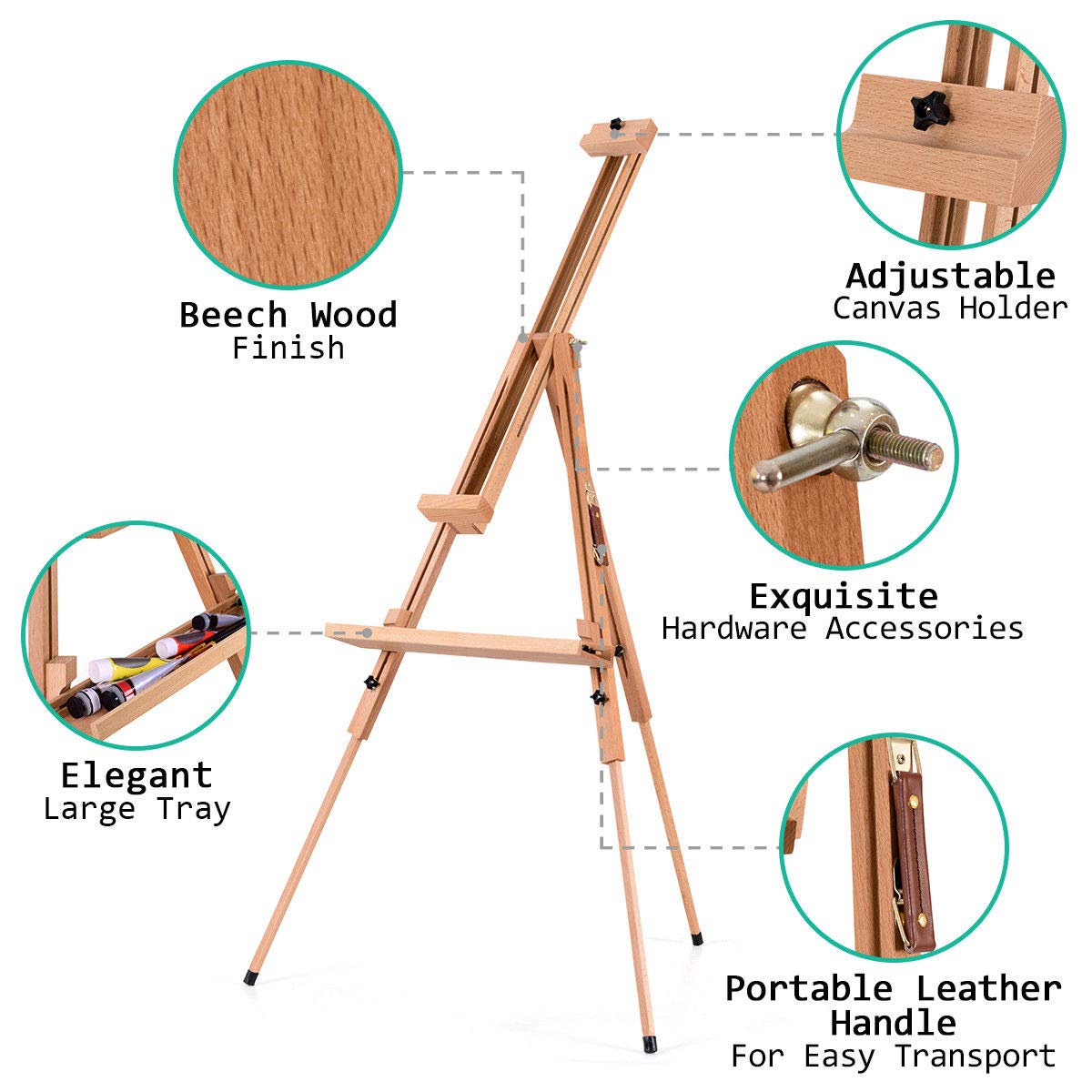 Brustro Artists' Sketching Tilted Wooden Easel Heavy