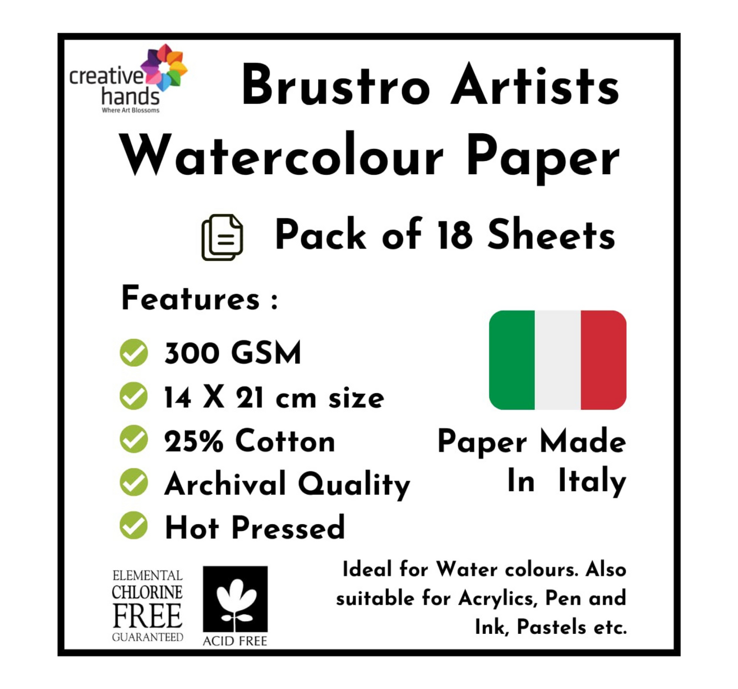 Brustro Artists ’ Watercolour Pan (Set of 42) with its Paper, 14 X 21 cm.