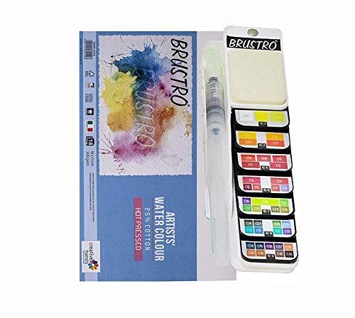 Brustro Artists ’ Watercolour Pan (Set of 42) with its Paper, 14 X 21 cm.