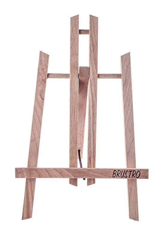 BRUSTRO Artists Small Tabletop A-Frame Wooden Easel, 12 inch with Canvas Board Medium Grain Combo, 10"X12" -Pack of 4