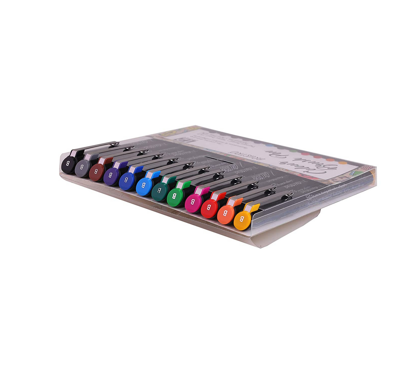 BRUSTRO Metallic Brush Pens - Soft Brush Tip Set of 10 Colors. with Colour Brush Pens Set of 12 (Pigment Based, Hard tip Brush Pen) Flexible tip for Calligraphy, Lettering and Drawing Techniques.