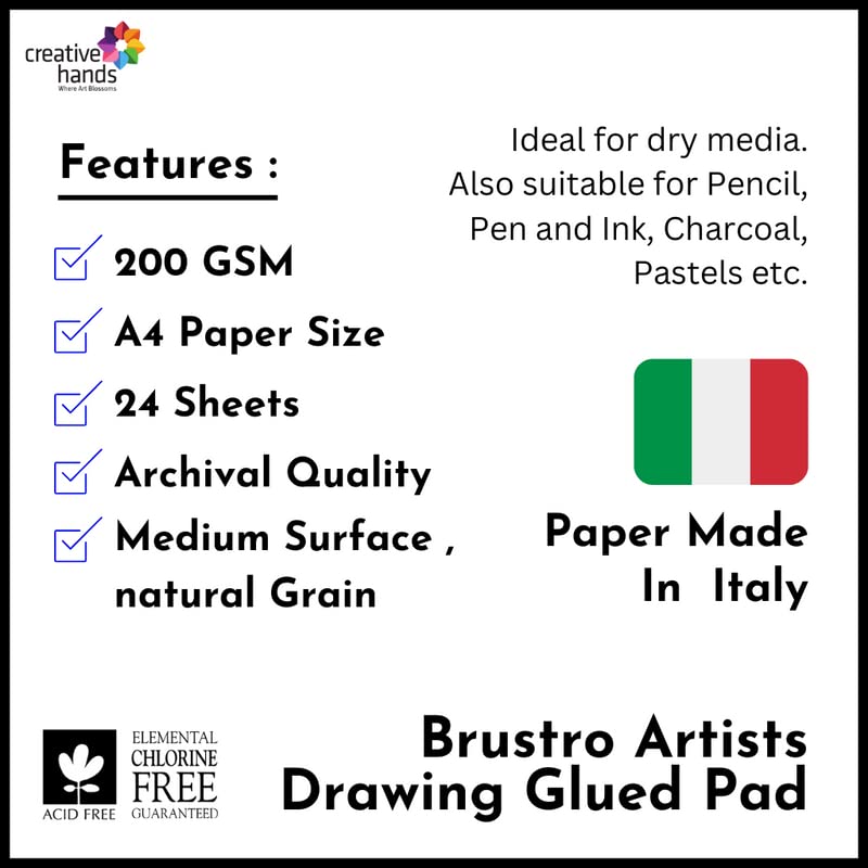 BRUSTRO Artists Colour Pencil Set of 72 (in Elegant tin Box) with Drawing Glued Pad