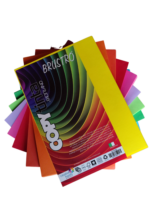 BRUSTRO Copytinta Multicoloured Craft Paper | DIY Art |A4 Size | 80 GSM | Pack of 40 Sheets (10 colors x 4 sheets) | Ideal for Students and Adults Origami ideas, Home, School, Office, Stationery Use