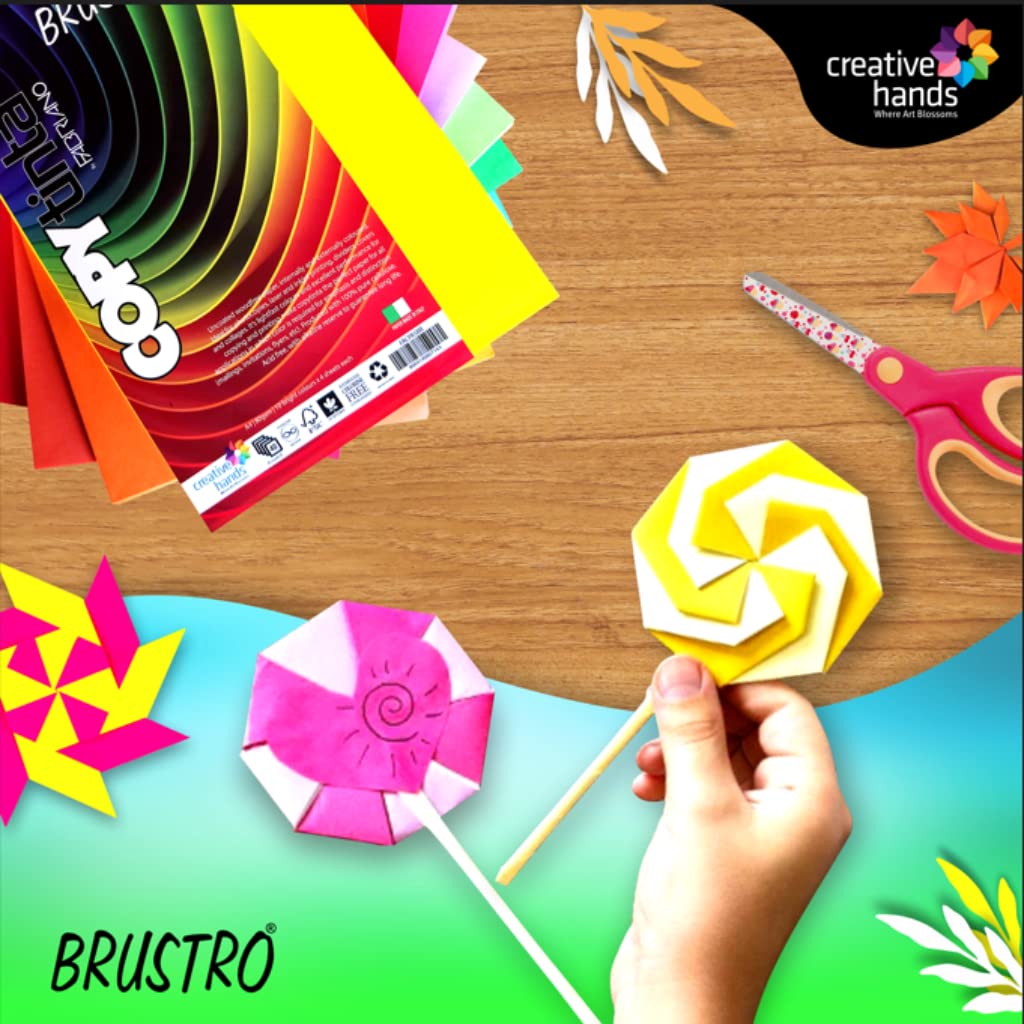 BRUSTRO Copytinta Coloured Craft Paper A4 Size 80 GSM Bright & Soft Colour 80 Sheets (10 cols Each of Bright and Soft X 4 Sheets). With Elle Erre card stock A5, 220 GSM,Pack of 24 Shades X 2 Sheets.