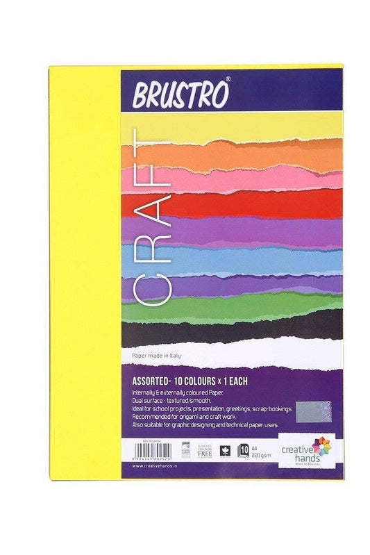 Brustro CRAFT Paper 220 GSM A4 Assorted ( pack of 2 )