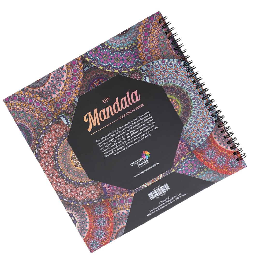Brustro DIY Mandala Colouring Book 9"x9" 160 GSM 25 Perforated Sheets & Brustro Coloured Fineliner set of 12 (Assorted Colours), 0.4mm, for writing, drawing, doodles, mandala