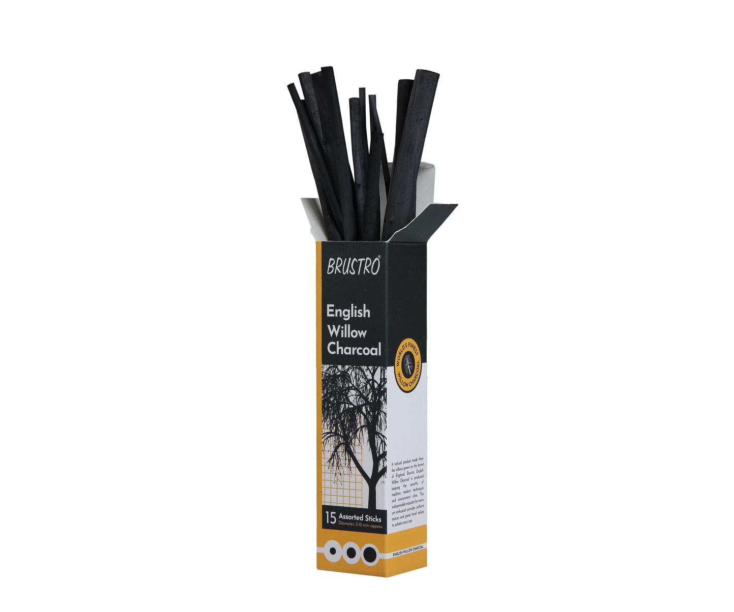 Brustro English Willow Charcoal Assorted (15 Sticks)