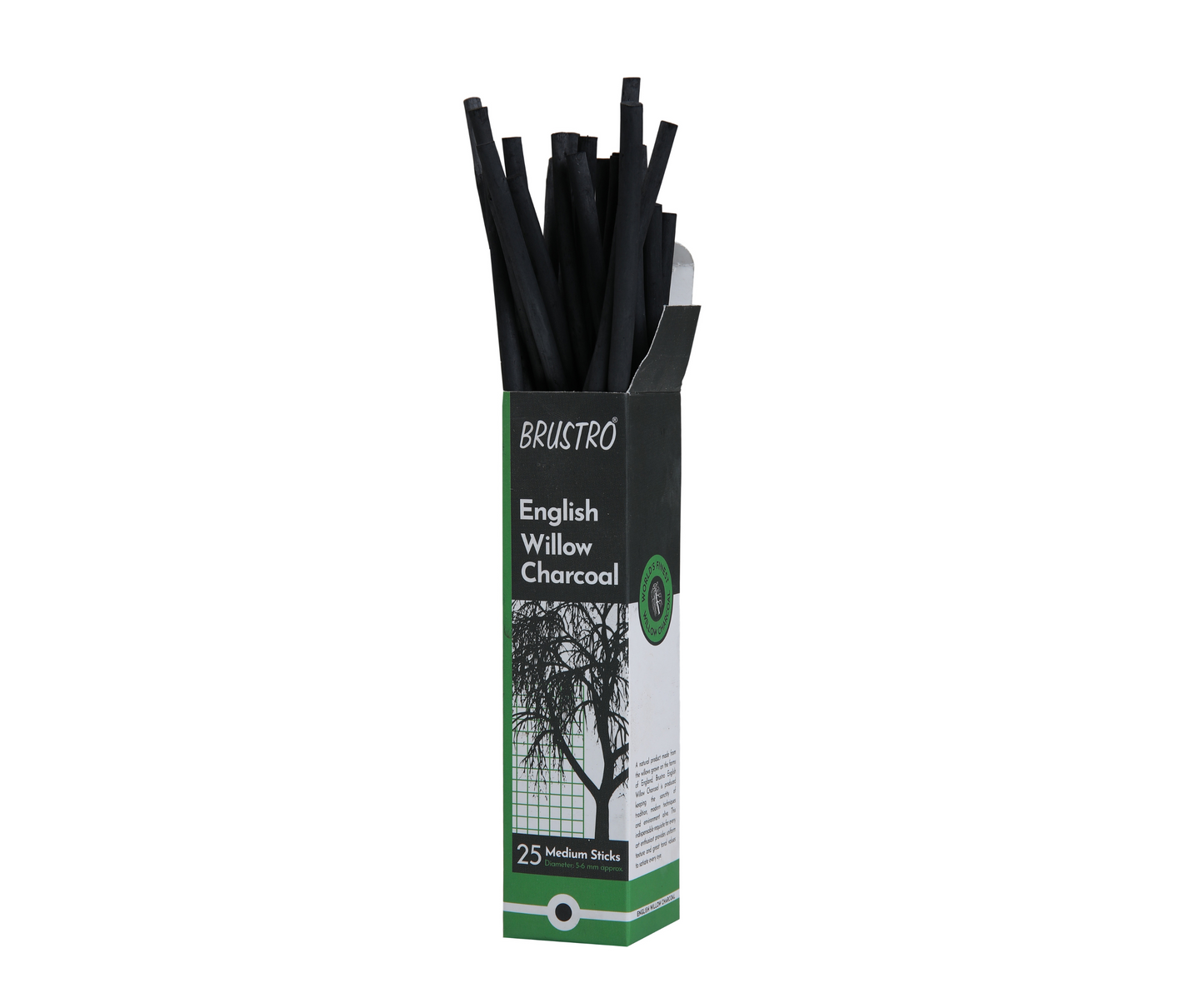 Brustro English Willow Charcoal Medium (25 Sticks)
