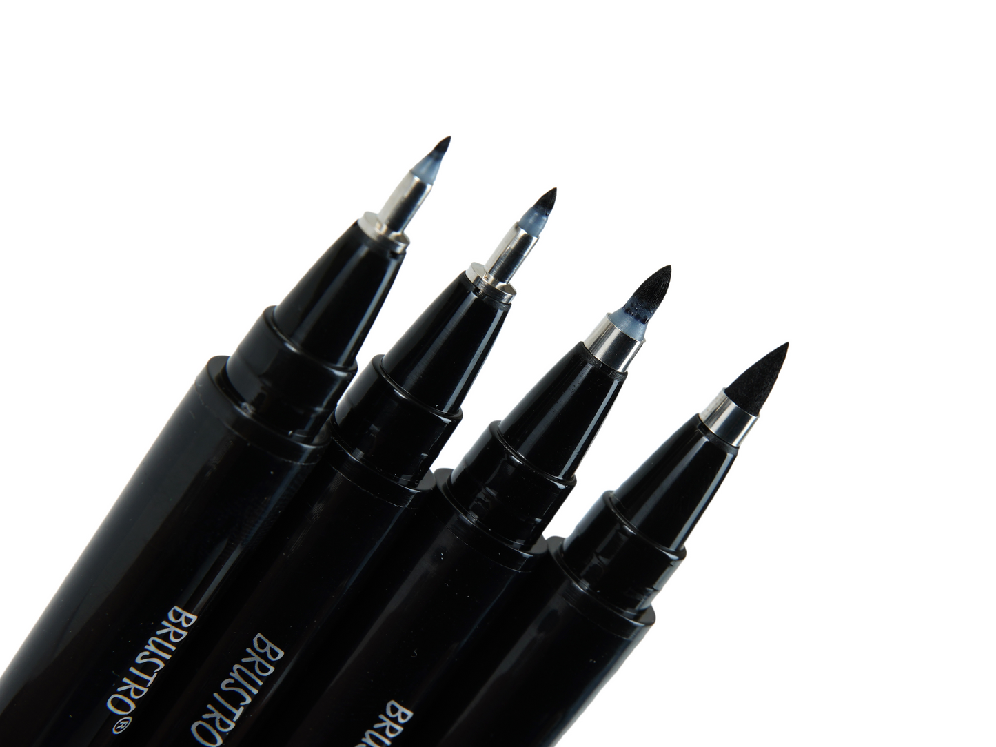 Brustro Fude Hard-tip Black Ink Brush Pen Set of 4. (Extra-fine/Fine/Medium/Bold)