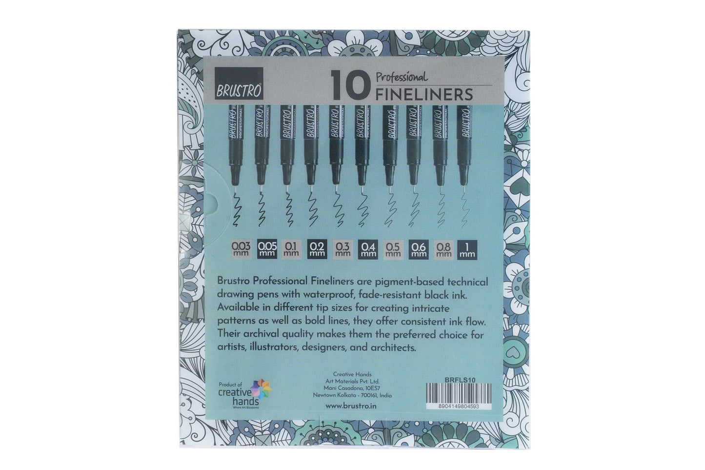 Brustro Professional Pigment Based Fineliner - Set of 10 (Black)