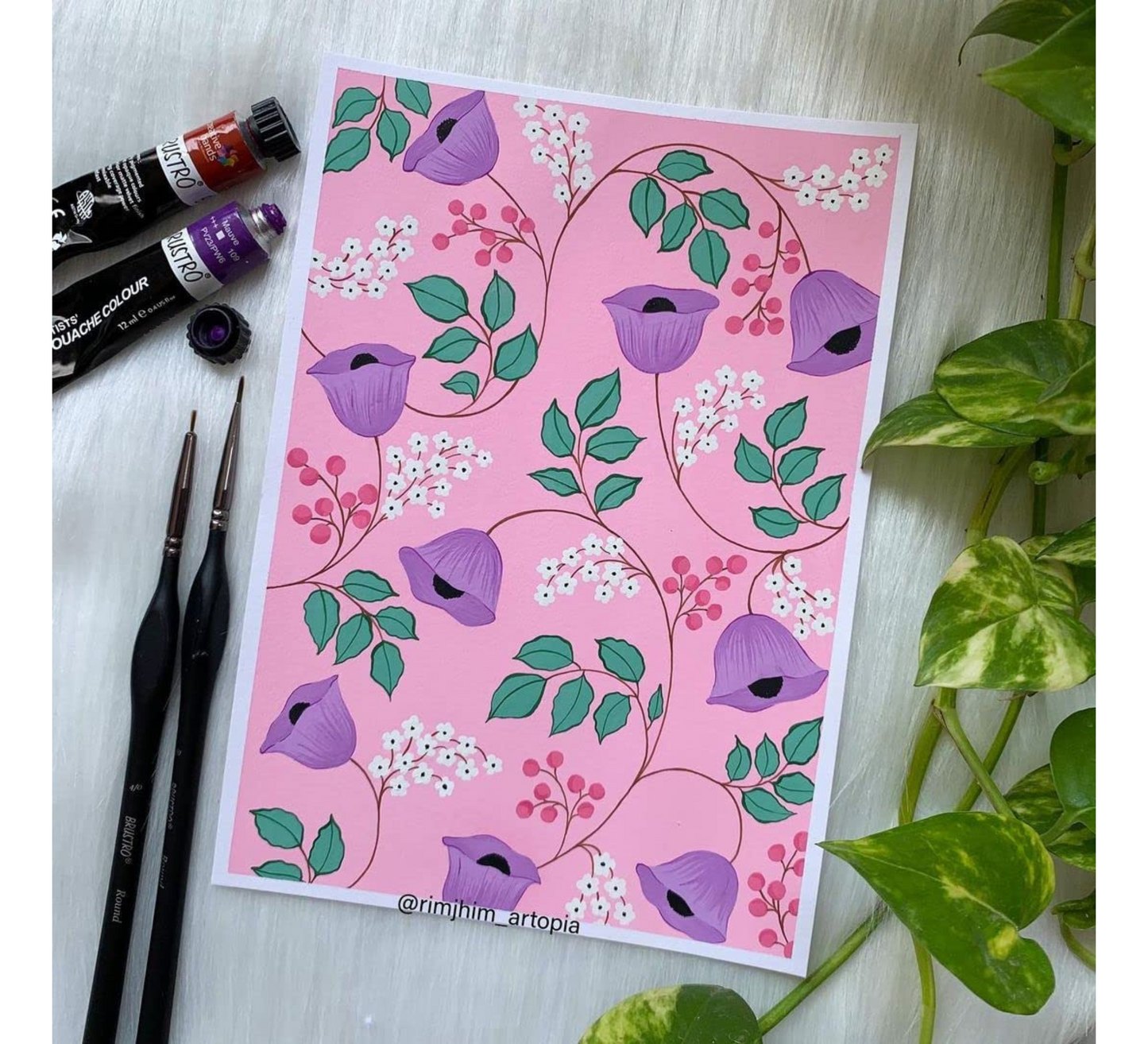 BRUSTRO Artist Gouache Colour Set of 24 Colours X 12ML Tubes with Watercolour Journal