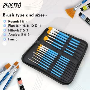 Brustro Artists Gouache Colour Set of 24 (12ML Tubes Each) + Synthetic Brush Set of 15
