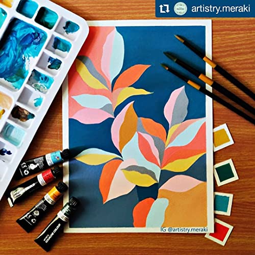 Brustro Artists Gouache Colour Set of 24 (12ML Tubes Each) + Synthetic Brush Set of 15