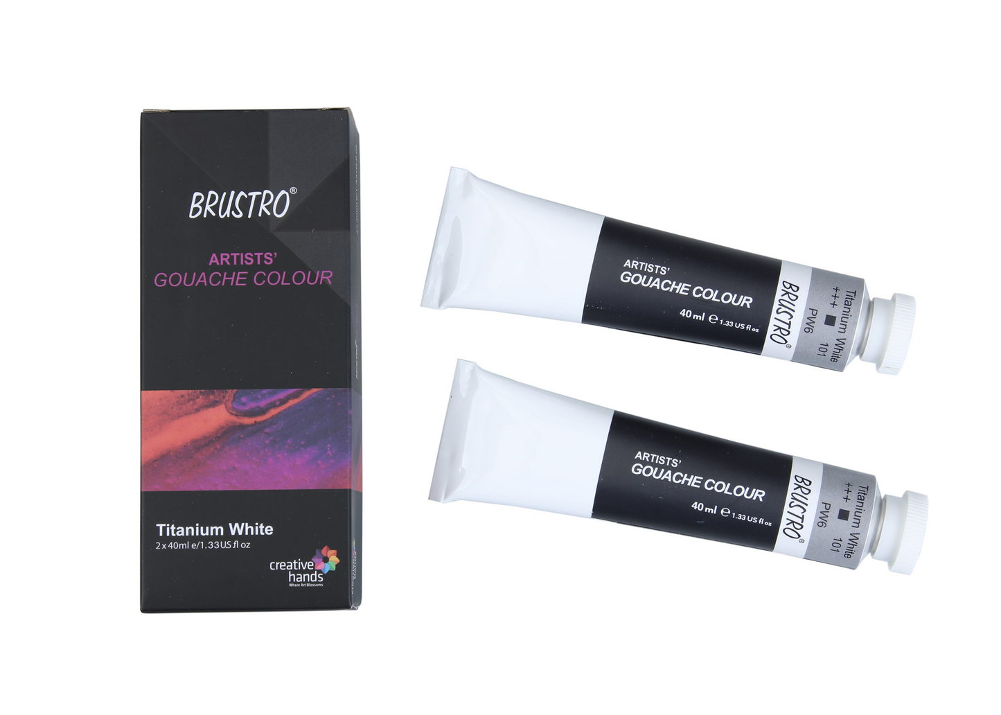 BRUSTRO Artist Gouache Titanium White 40ml (Pack of 2)