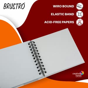 Brustro Toned Paper - Grey Sketchbook, Wiro Bound, Size 6" x 6", 120GSM (60 Sheets) 120 Pages