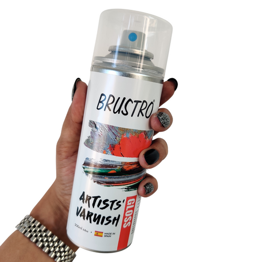 Brustro Artist's Varnish Spray Can | Gloss finish |200ml|Perfect Coating on Acrylic Painting,Watercolours,Oil Paints,Non-yellowing,Non Toxic,Transparent,Canvas,Paper, Artwork Protection.