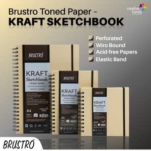 Brustro Toned Paper - Kraft Sketchbook, Wiro Bound, Size 6" x 6", 100GSM (100 Sheets) 200 Pages