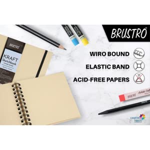 Brustro Toned Paper - Kraft Sketchbook, Wiro Bound, Size 6" x 6", 100GSM (100 Sheets) 200 Pages