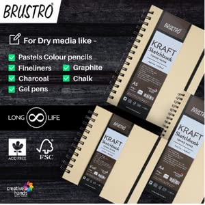 Brustro Toned Paper - Kraft Sketchbook, Wiro Bound, Size A5, 100GSM (100 Sheets) 200 Pages