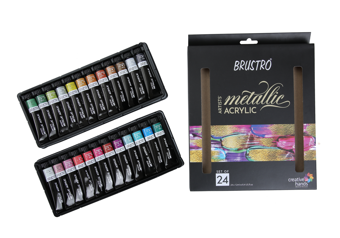 Brustro Artists' Metallic Acrylic Set of 24x12ml tubes