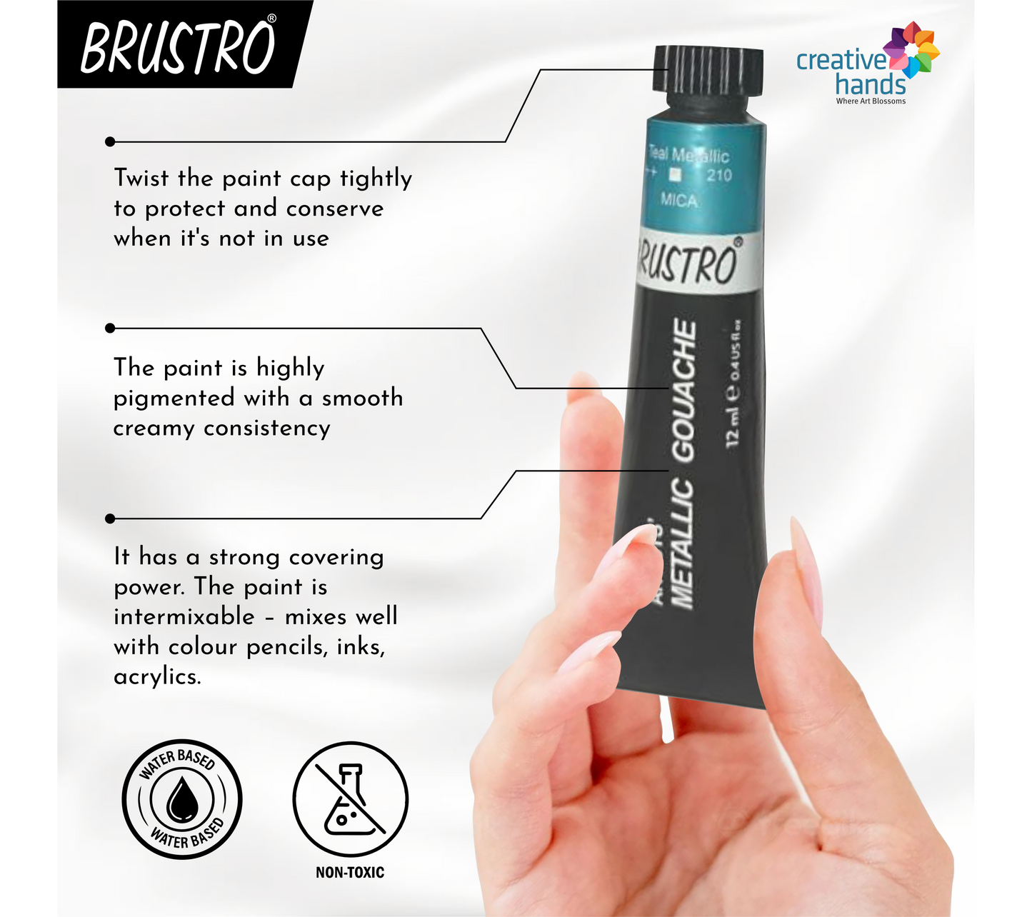 Brustro Artists' Metallic Gouache Set of 18x12ml