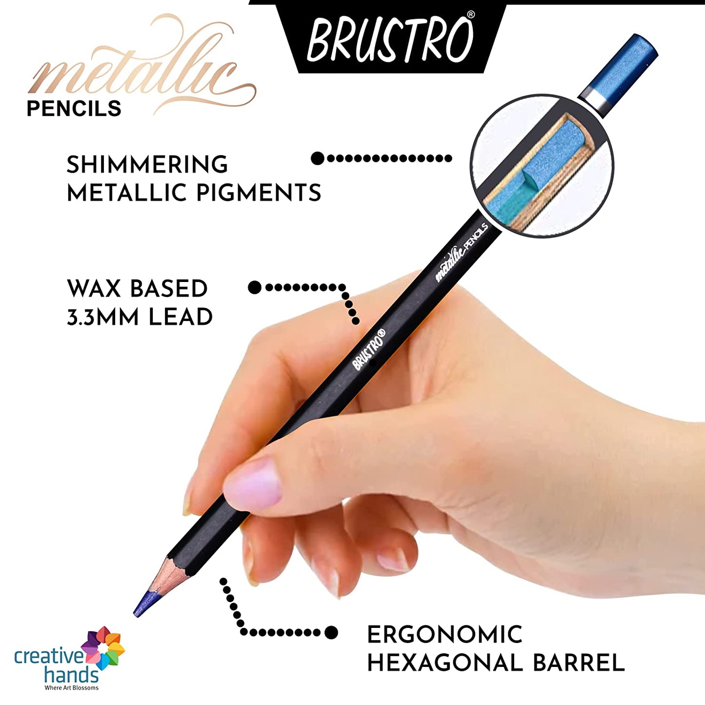 BRUSTRO Artist Metallic Colour Pencil Set of 12