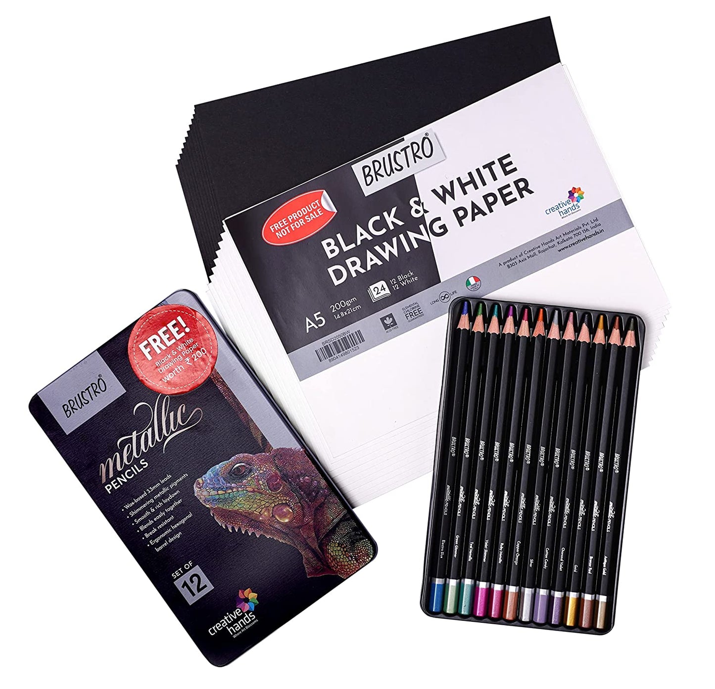 BRUSTRO Artist Metallic Colour Pencil Set of 12