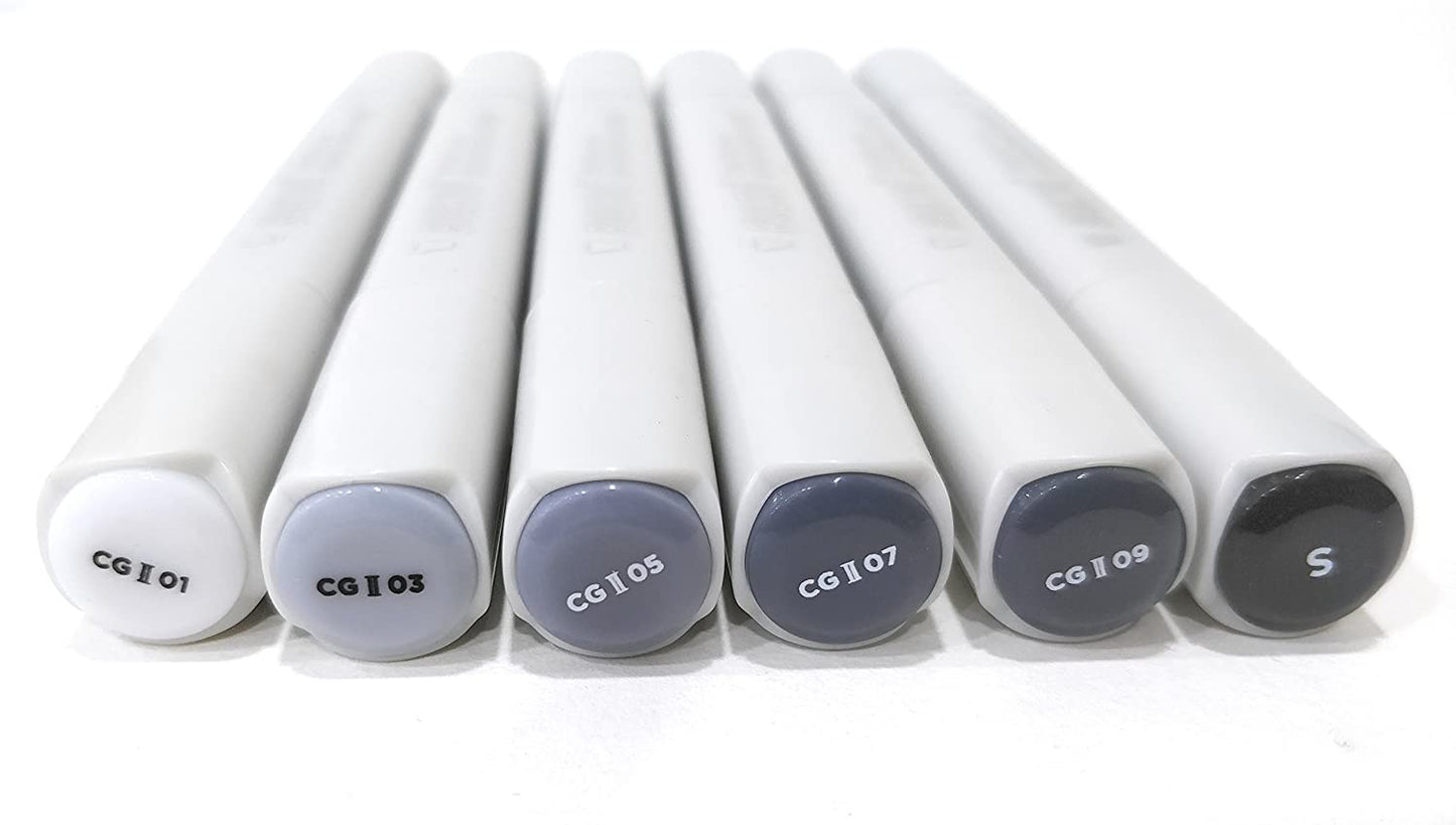 BRUSTRO Twin Tip Alcohol Based Marker Sets (CG A (6)) in Crossline PP See Through Box