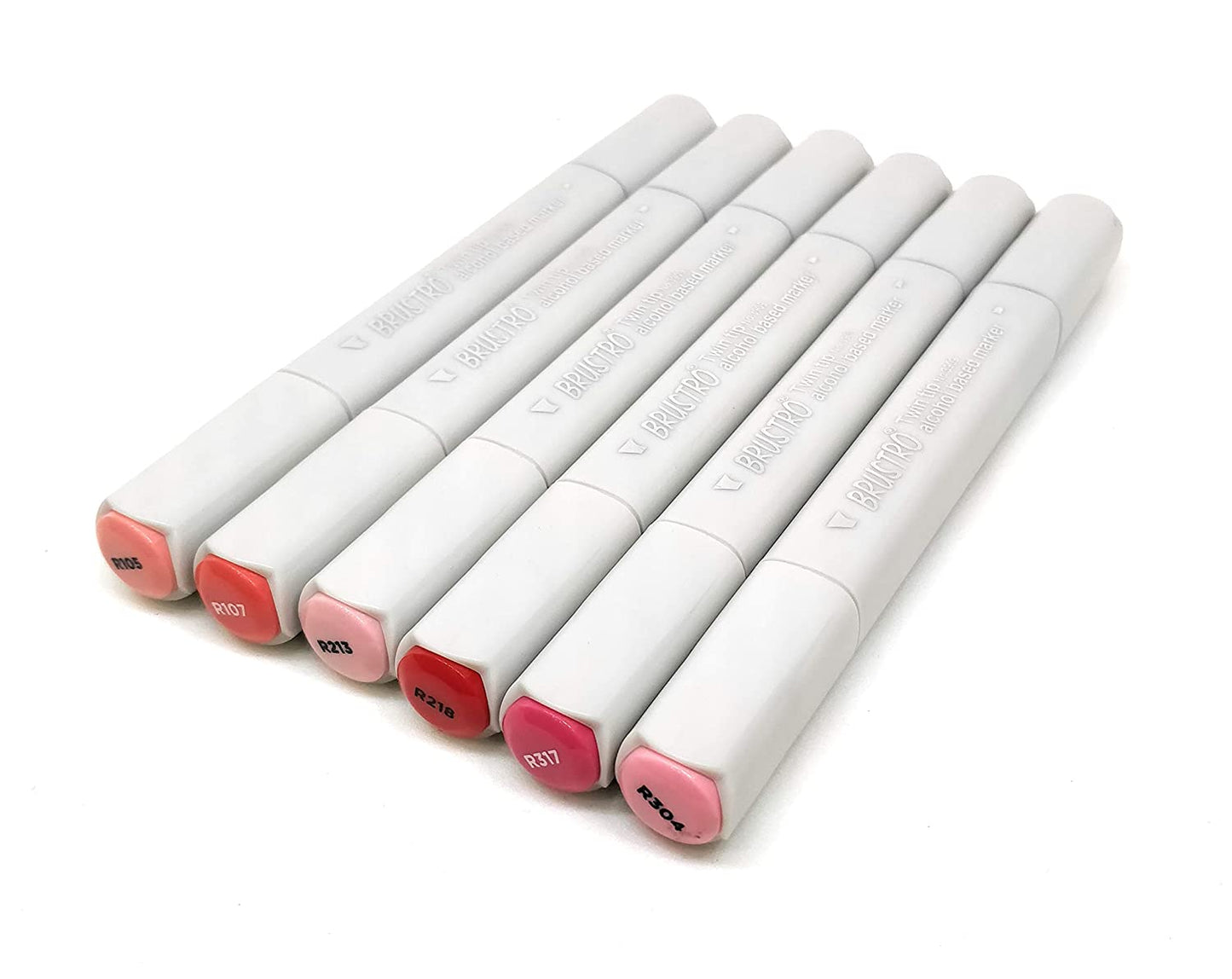 BRUSTRO Twin Tip Alcohol Based Marker Set of 6 (Reds) in Crossline PP See Through Box