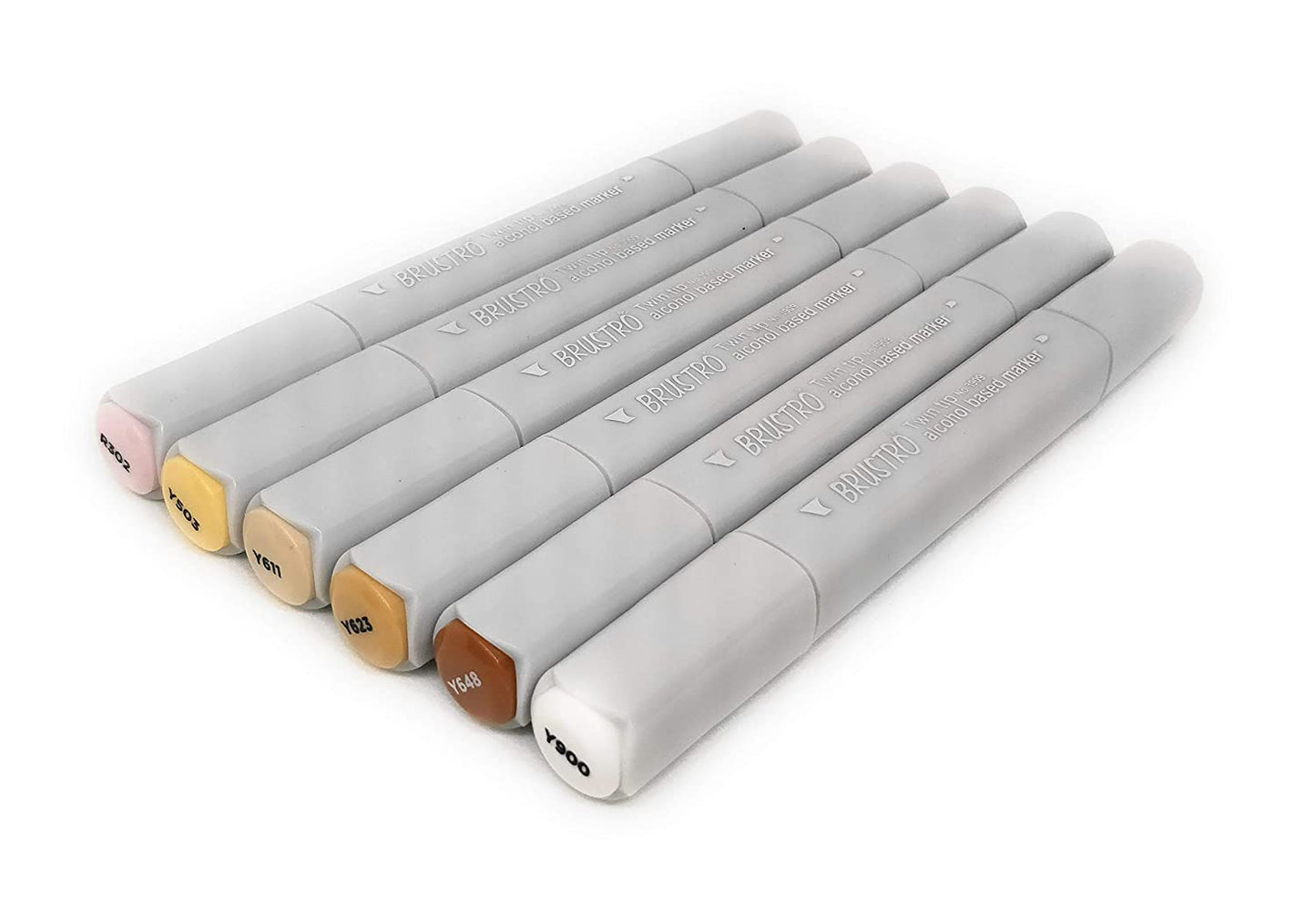 BRUSTRO Twin Tip Alcohol Based Marker Set of 6 (Skin) in Crossline PP See Through Box