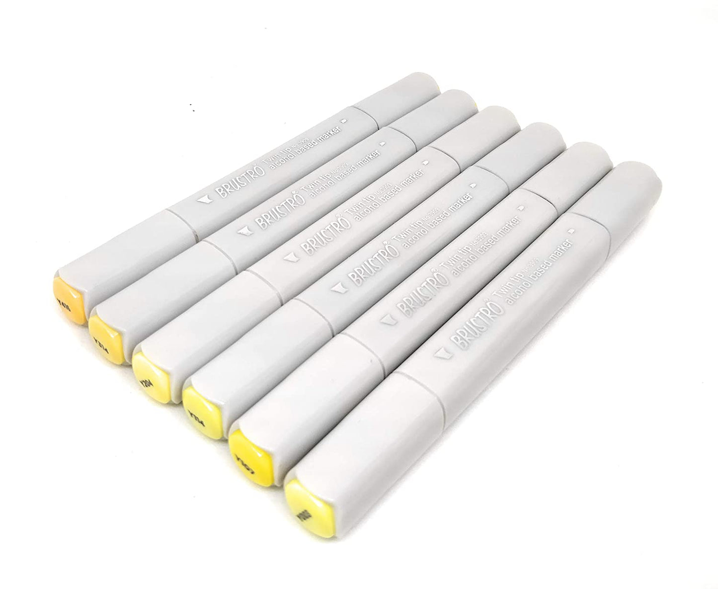 BRUSTRO Twin Tip Alcohol Based Marker Set of 6 (Yellows) in Crossline PP See Through Box