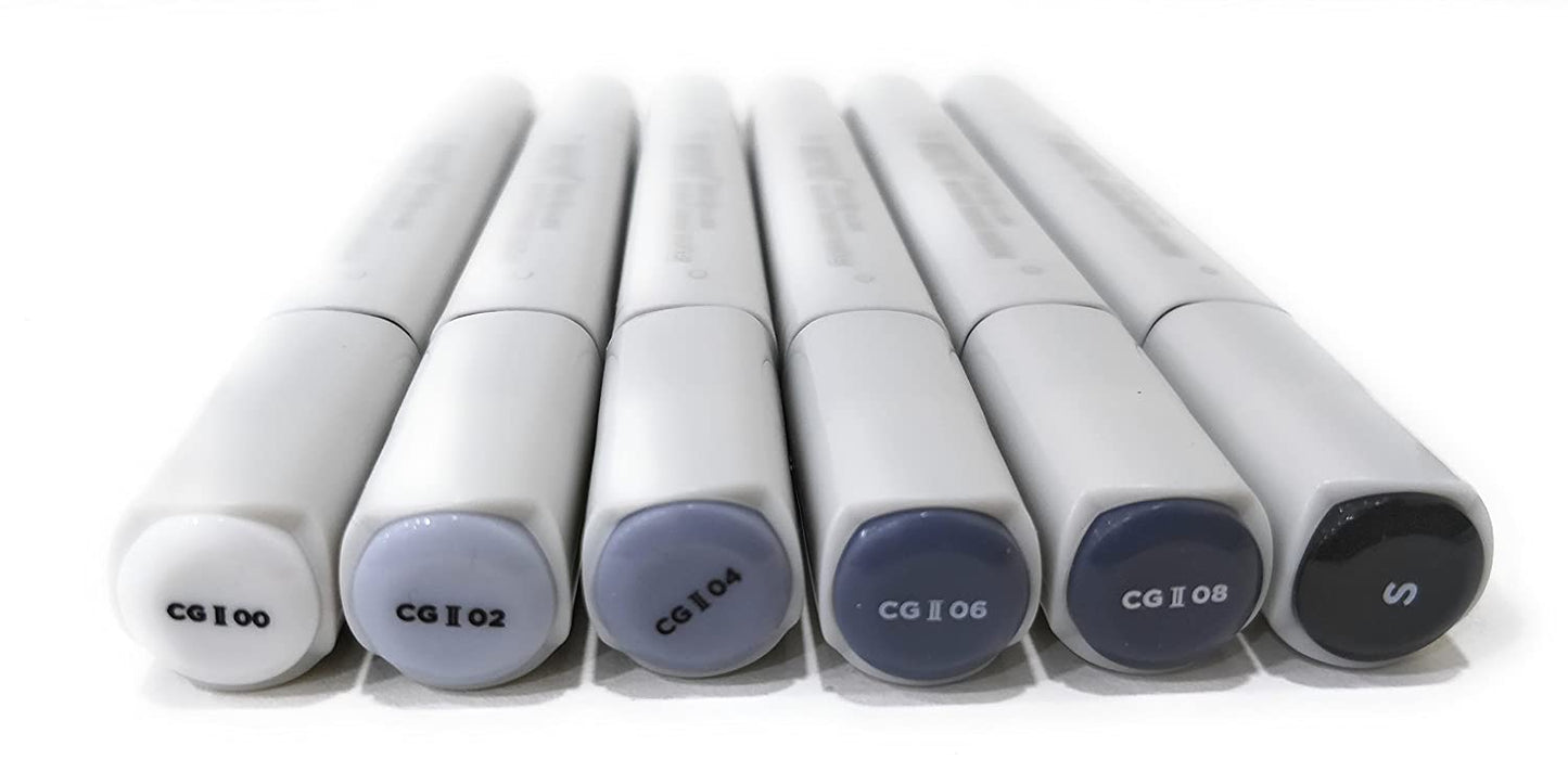 BRUSTRO Twin Tip Alcohol Based Marker Sets (CG B (6)) in Crossline PP See Through Box