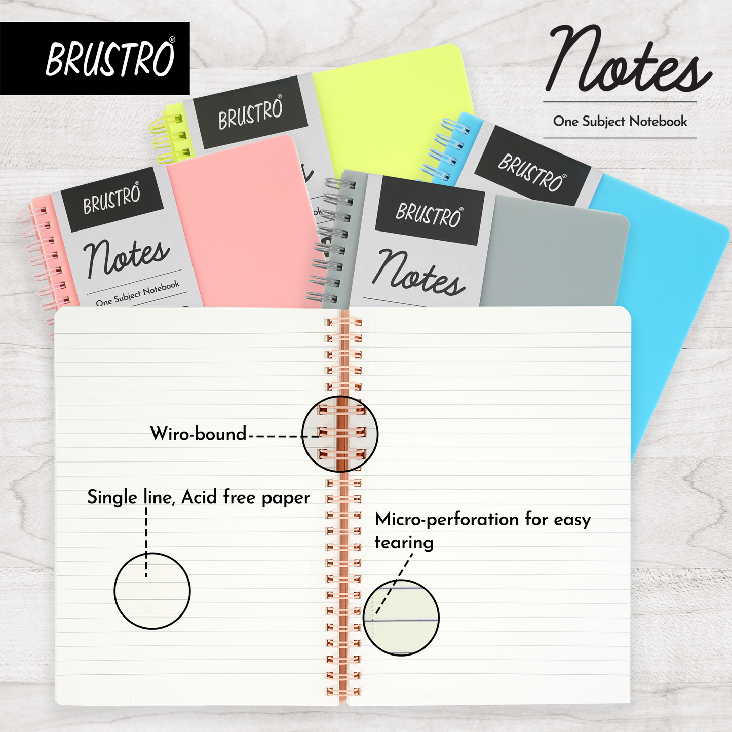 BRUSTRO Notes A5 Size, 1 Subject Ruled Notebook, 80 sheets / 160 pages, 70 gsm Ivory paper, Caramel Cover