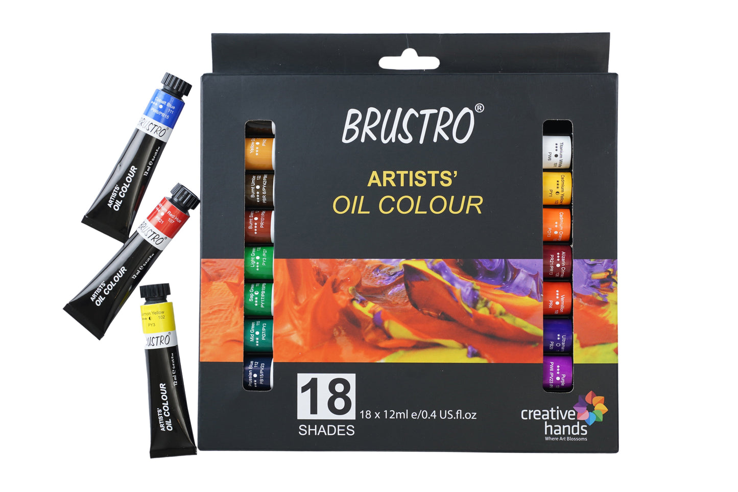 BRUSTRO Artists’ Oil Colour Set of 18 Colours X 12ML Tubes