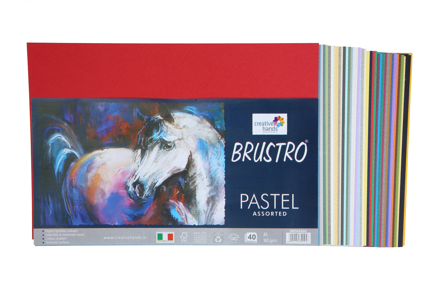 Brustro Artists Pastel Papers 160 GSM A5 Bright & Soft Shades Assorted (40 Sheets)