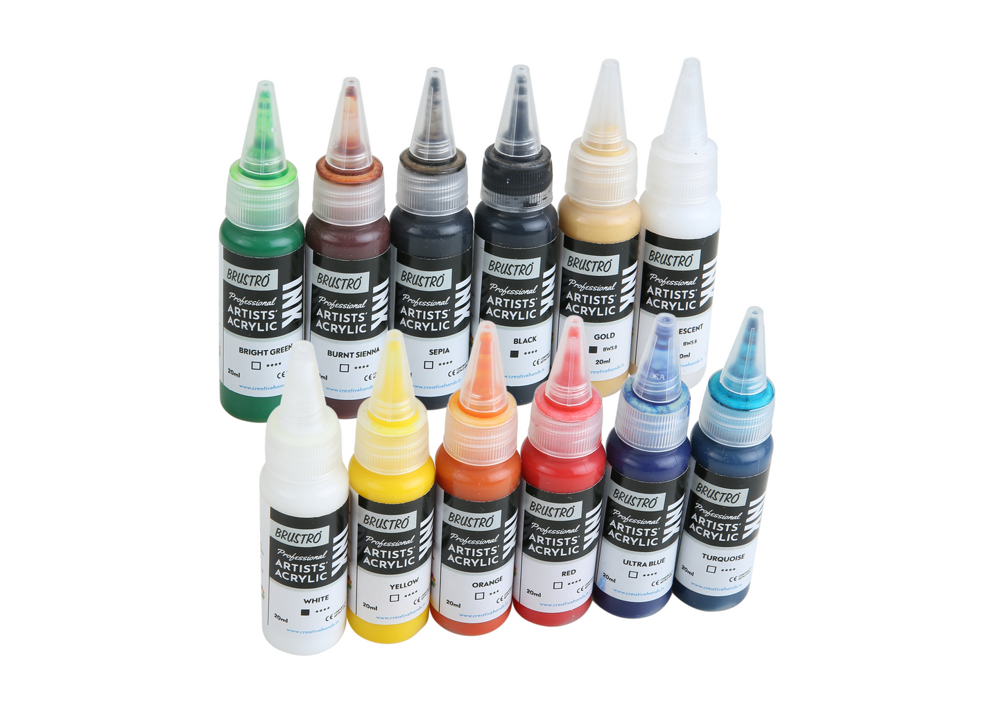 Brustro Professional Artists' Acrylic Ink Set of 12 x 20ml