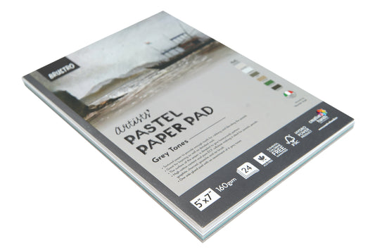 Brustro Artists' Pastel Paper Pad of 24 Sheets (160 GSM), Colour - Grey Tones, Size - 5 x 7"