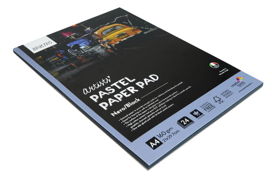 Brustro Artists' Pastel Paper Pad of 24 Sheets (160 GSM), Colour - Black, Size - A4