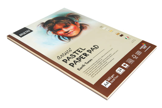 Brustro Artists' Pastel Paper Pad of 24 Sheets (160 GSM), Colour - Earth Tones, Size - A4