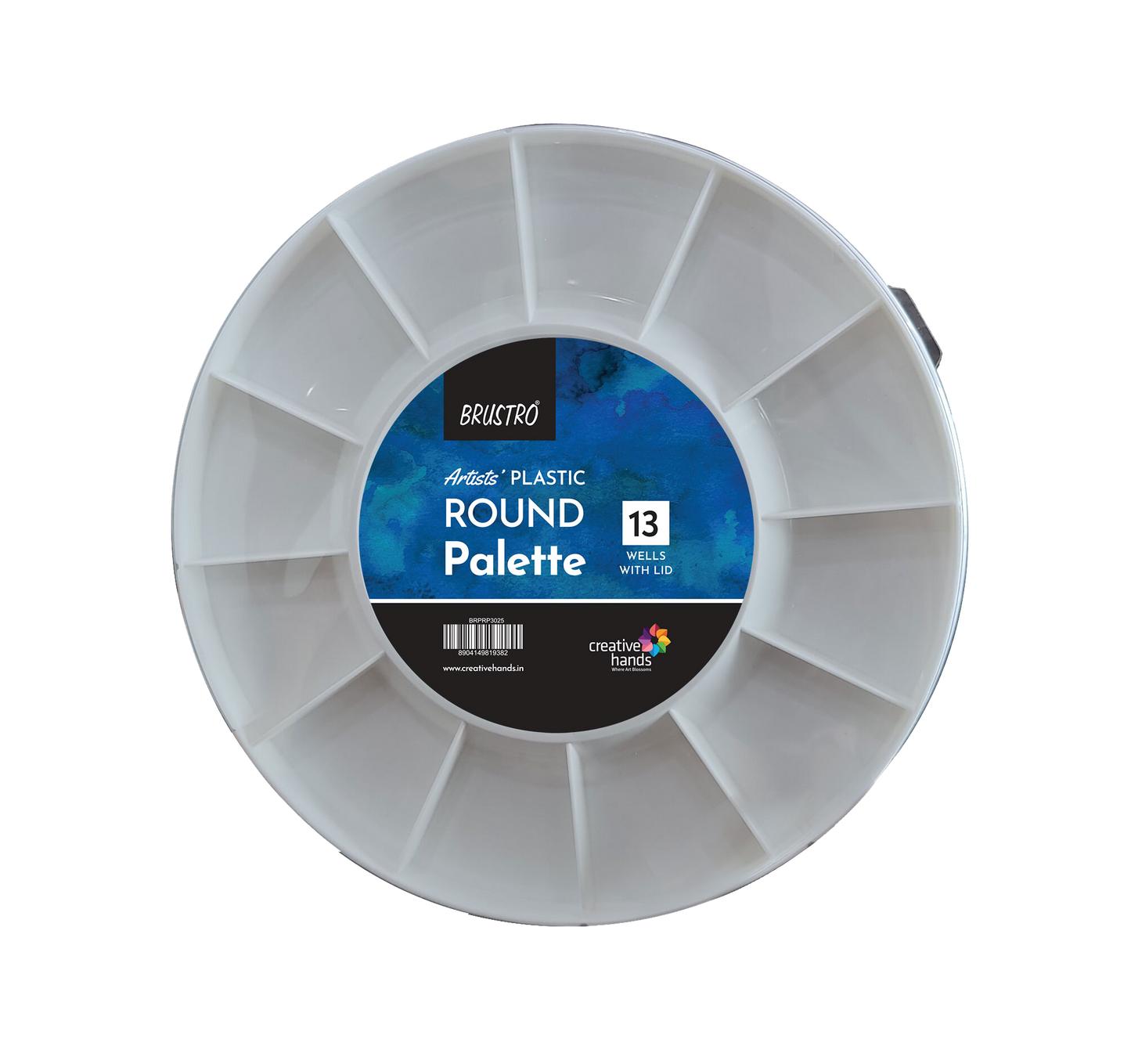 Brustro Round Plastic Palette 13 Wells with Clear lid (30 cm/12” Dia)