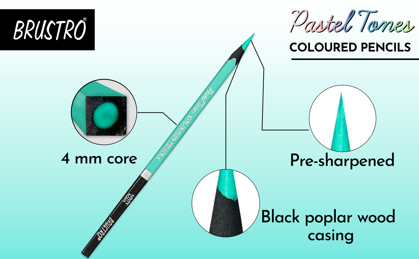 BRUSTRO Artist's  Coloured Pencils Pastel Tone Set of 36 (in elegant tin box)