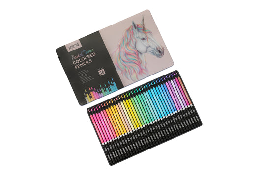 BRUSTRO Artist's  Coloured Pencils Pastel Tone Set of 36 (in elegant tin box)