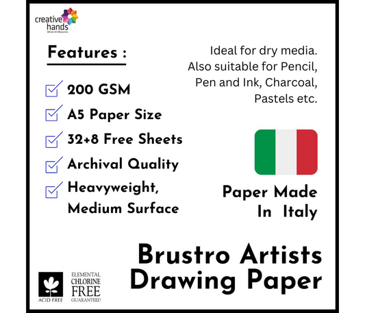 Brustro Sketching & Drawing Papers 200 GSM A5 , 32 + 8 Free Sheets (Pack of 2)