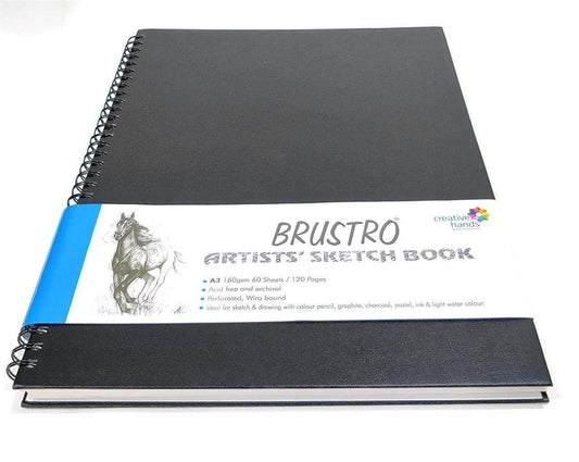 BRUSTRO Artists Wiro Bound Sketch Book| Spiral | A3 Size, 120 Pages, 160 GSM| Ideal for Students and Adults,Home, School, Students, Beginners, Professional Drawing, Sketching, Mandala Art
