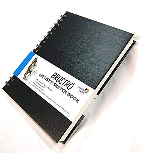 BRUSTRO Artists Wiro Bound Sketch Book| Spiral | A4 Size, 120 Pages, 160 GSM| Ideal for Students and Adults,Home, School, Students, Beginners, Professional Drawing, Sketching, Mandala Art