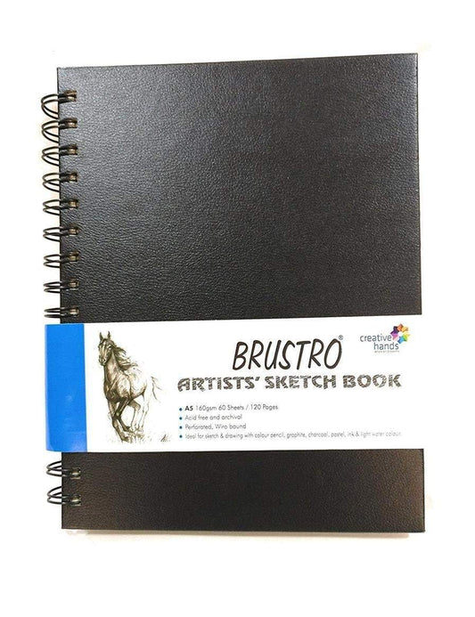 Brustro Professional Pigment Based Fineliner – Set of 10 with Artists Sketch Book, A5,160 GSM