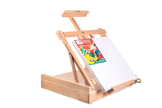 Brustro Artists' Portable Tabletop Wood Sketchbox Easel With Wooden Drawer .