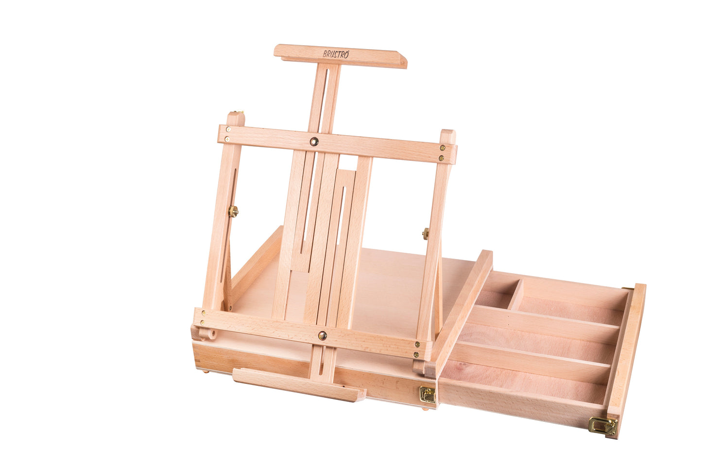 Brustro Artists' Portable Tabletop Wood Sketchbox Easel With Wooden Drawer .